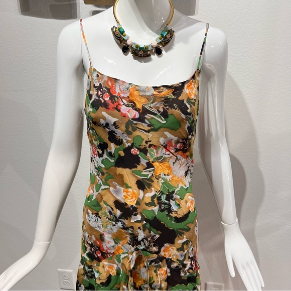 J.Crew Lucite and Crystal Collar Necklace Green Yellow Multi-Color Light Gold Ox - Picture 2 of 15